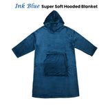 Accessorize Ink Blue Super Soft Hooded Blanket Extra Large - Front View