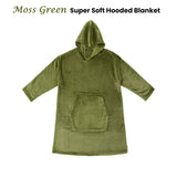 Accessorize Moss Green Super Soft Hooded Blanket Extra Large - Front View