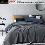 Laconia 400GSM Premium Australian Pure Wool Blanket Grey Double - Front View