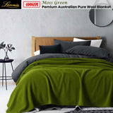 Laconia 400GSM Premium Australian Pure Wool Blanket Moss Green Double - Front View