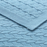 Little Gem Lyla Blue Cotton Baby Blanket 75 x 100 cm - Front View