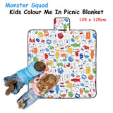 Happy Kids Monster Squad Colour Me In Picnic Blanket 125 x 125 cm - Front View