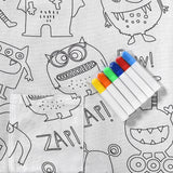 Happy Kids Monster Squad Colour Me In Picnic Blanket 125 x 125 cm - Top-Down View