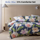 Accessorize Bella Blue Floral 3 Piece Comforter Set Queen - Front View