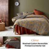 Accessorize Clove Washed Cotton Printed Reversible Comforter Set King - Front View