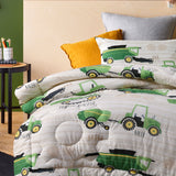 Happy Kids Country Harvest 2 Piece Washed Cotton Cover Comforter Set Single 160cm x 220cm - Side View