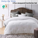 Accessorize White Dotty Clip Jacquard Comforter Set - 3 Piece Queen Size - Front View
