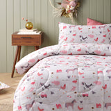 Happy Kids Farmyard Friends 2 Piece Washed Cotton Cover Comforter Set Single 160cm x 220cm - Side View