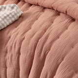 Vintage Design Homewares 3 Piece Hugo Cotton Gauze Quilted Comforter Set Clay Queen - Front View