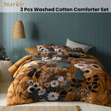 Accessorize Markle Washed Cotton Printed 3 Piece Comforter Set Queen - Front View