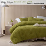 Vintage Design Homewares Parquet Cacti Green Comforter Set King - Front View