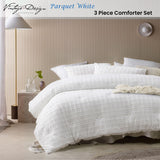 Vintage Design Homewares 3 Pcs Parquet White Comforter Set King - Front View