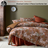 Accessorize 3 Pcs Rainbow Garden Autumn Washed Cotton Comforter Set Queen - Front View