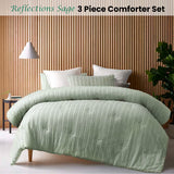 Vintage Design Homewares Reflections Sage 3 Piece Comforter Set Queen - Front View