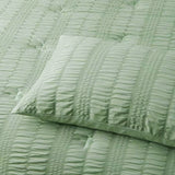 Accessorize Seersucker Sage 3 Piece Polyester Comforter Set Queen - Side View