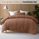 Accessorize Seersucker Tobacco 3 Piece Comforter Set Queen - Front View