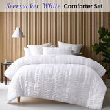 Accessorize Seersucker White 3 Piece Polyester Comforter Set King - Front View