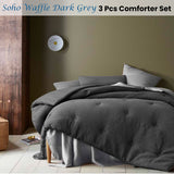 Accessorize Soho Waffle Dark Grey 3 Piece Comforter Set Queen - Front View