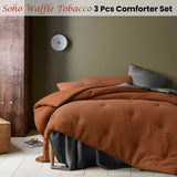 Accessorize Soho Waffle Tobacco 3 Piece Comforter Set Queen - Front View