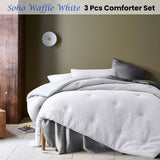 Accessorize Soho Waffle White 3 Piece Comforter Set King - Front View