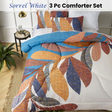 Accessorize Sorrel White Foliage 3 Piece Comforter Set Queen - Front View