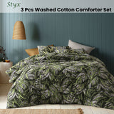 Accessorize Styx Washed Cotton Printed 3 Piece Comforter Set Queen - Front View