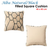 Accessorize Alba Natural Black Filled Square Cushion - Front View