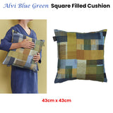 Bedding House Alvi Blue Green Square Filled Cushion 43cm x 43cm - Front View