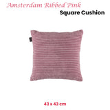KAAT Amsterdam Ribbed Pink Square Filled Cushion 43cm x 43cm - Front View