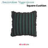 KAAT Amsterdam Viggo Green Stripe Square Filled Cushion 45cm x 45cm - Front View