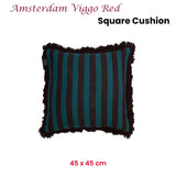 KAAT Amsterdam Viggo Red Stripe Square Filled Cushion 45cm x 45cm - Front View