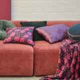 KAAT Amsterdam Boline Aubergine Velvet Oblong Filled Cushion 40cm x 60cm - Top-Down View