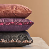 KAAT Amsterdam Boline Aubergine Velvet Oblong Filled Cushion 40cm x 60cm - 45-Degree Angle