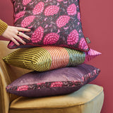 KAAT Amsterdam Boline Aubergine Velvet Oblong Filled Cushion 40cm x 60cm - Rear View