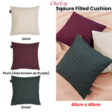 Bedding House Chelsy Green Square Filled Cushion 40cm x 40cm - Side View