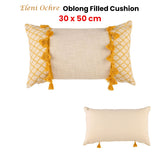 Accessorize Eleni Ochre Rectangular Filled Cushion 30cm x 50cm - Front View