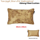 Bedding House Van Gogh Fleur d'Or Embroidered Oblong Filled Cushion 30cm x 50cm - Front View