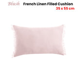 Vintage Design Homewares Blush French Linen Filled Cushion Oblong - 35cm x 55cm - Front View