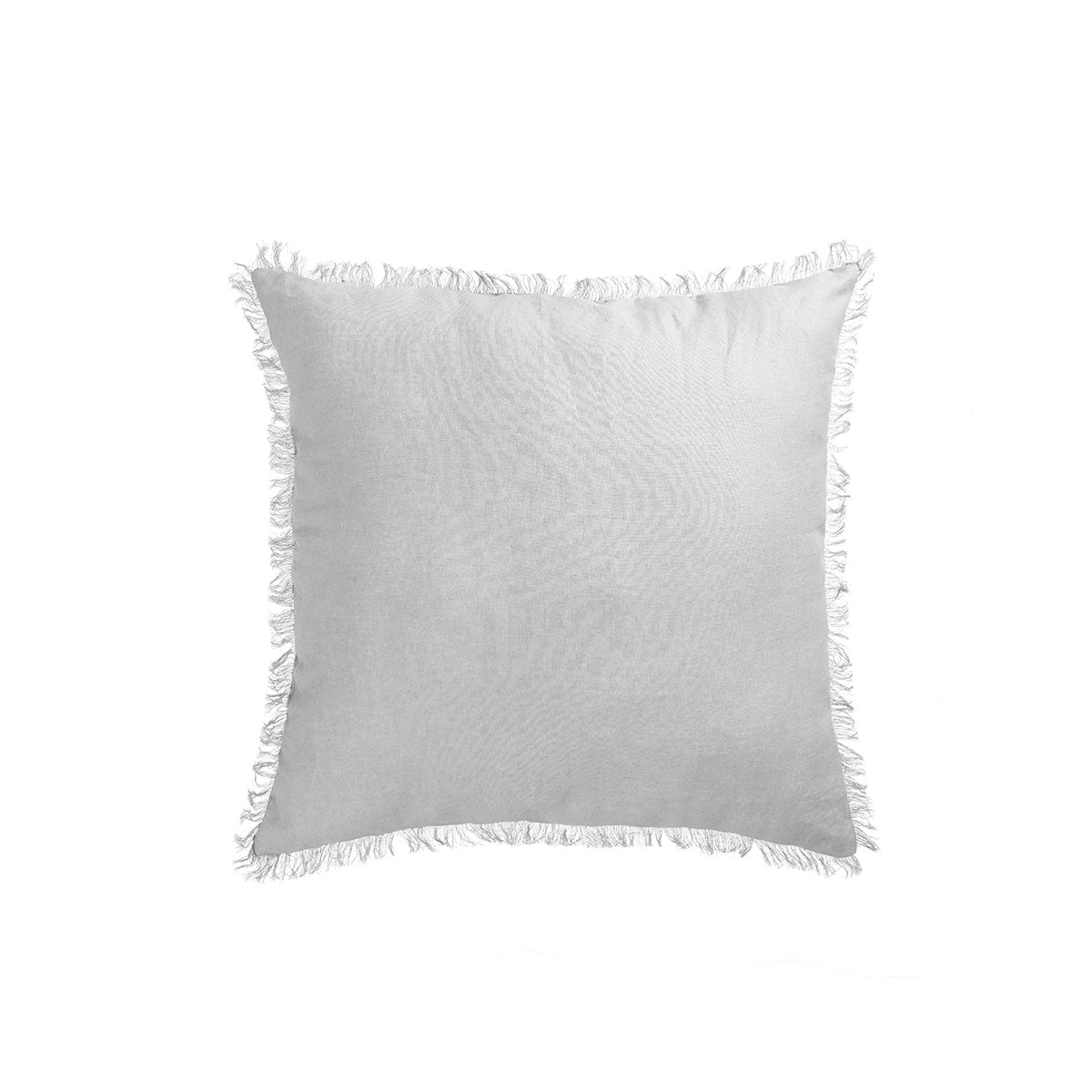 Dove Grey French Linen Square Cushion with Frayed Edge - 55cm x 55cm