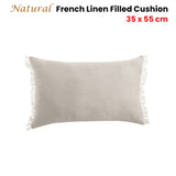 Vintage Design Homewares Natural French Linen Filled Cushion Oblong - 35cm x 55cm - Front View