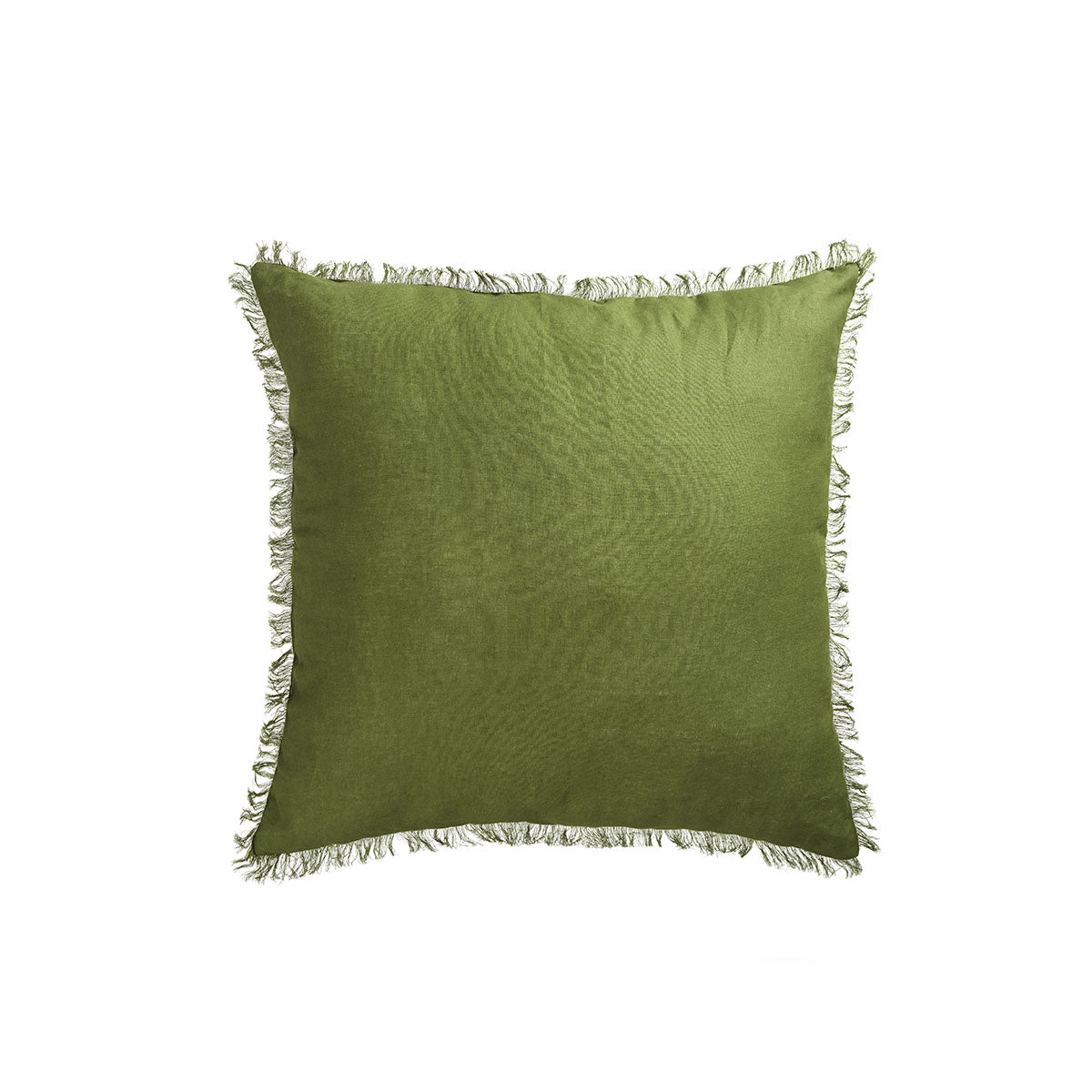 Olive French Linen Square Cushion - 55cm x 55cm by Vintage Design Homewares