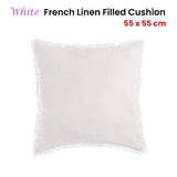 French Linen Square Cushion with Frayed Edge - 55cm x 55cm by Vintage Design Homewares - Front View