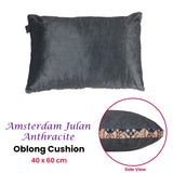 KAAT Amsterdam Julan Anthracite Velvet Oblong Filled Cushion 40cm x 60cm - Front View