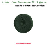 KAAT Amsterdam Mandarin Dark Green Round Filled Cushion 40cm Diameter - Front View