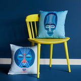 Bedding House Mascarade Blue Filled Square Cushion - Front View