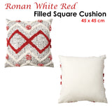 Accessorize Ronan White Red Filled Square Cushion - Front View