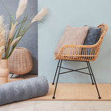 KAAT Amsterdam Softy Stripe Blue Grey Oblong Neckroll Filled Cushion 22cm x 70cm - Side View