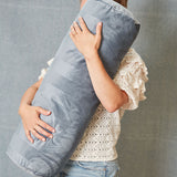 KAAT Amsterdam Softy Stripe Blue Grey Oblong Neckroll Filled Cushion 22cm x 70cm - Top-Down View
