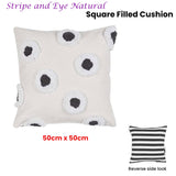 VTWonen Stripe and Eye Natural Square Filled Cushion 50cm x 50cm - Front View