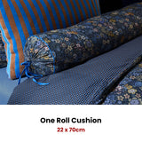 PIP Studio Tutti i Fiori Dark Blue Cotton Cover Roll Cushion 22cm x 70cm - Front View